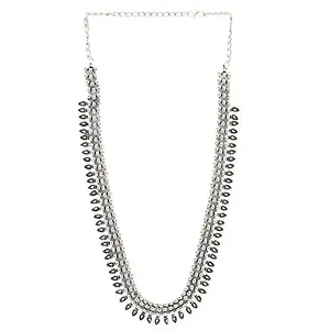 TEEJH Yashika Silver Oxidized Long Necklace For Women
