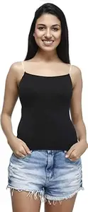 Ok inetrprises Spaghetti Top Vest Top Camisole Tank Top Slip Sando Inner Wear Camis with Adjustable and Detachable Strap (Free 1 Pair Transparent Strap) Pack of 2