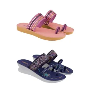 SPORTER Extra Soft Classic Casual wear with Flexibility Technology Flip-Flop Combo for Women's/Girl's(6145+1947)(5) Multicolor