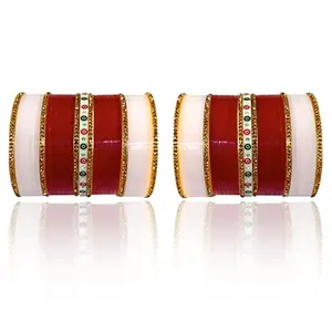 BANGLESKART Bridal Punjabi Chuda Bangle Set for Women's (Set of 1) Maroon
