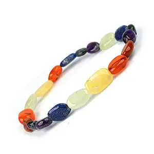 Reiki Crystal Products Natural 7 Chakra Bracelet Crystal Stone Oval Bead Bracelet for Reiki Healing and Crystal Healing Stones (Color : Multi)