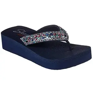 Skechers womens VINYASA - GLORY DAY NAVY/MULTI SLIPPER -7 UK (10 US) (31619)