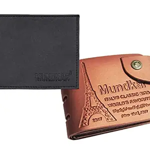 Poland Mundkar Branded Stylish Pu Wallet for Men and Boys. (F20) (Dark Black & TAN)