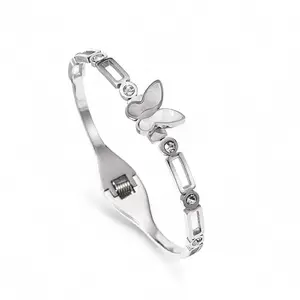 Jewels Galaxy Silver Plated Butterfly inspired Mother of Pearls Contemporary Bracelet