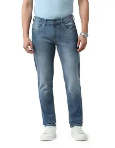 Arvind Slim Fit Enzyme Washed Blue Jeans