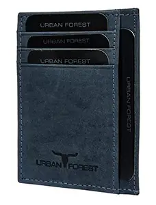 URBAN FOREST Chris Blue Leather Credit Card Holder for Men