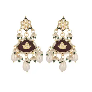 Yinara 22K Gold Plated Ruby Grace Earrings