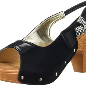 WalkTrendy Womens Black Sandals With Heels - 8 Uk (Wtdw514_Black_41)