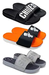 Axter Multicolor Men's Casual Stylish Slides Slippers 10 UK (Set of 3 Pair) (3)-1703-1726-1720