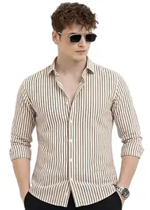 U TURN Men's Casual Solid Stylish Latest Formal Striped Shirt for Men