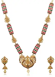 Shining Diva Fashion Latest Lakshmi Design Necklace Set for Women Wedding Traditional Gold Plated Jewellery Set for Women (Golden) (10380s)