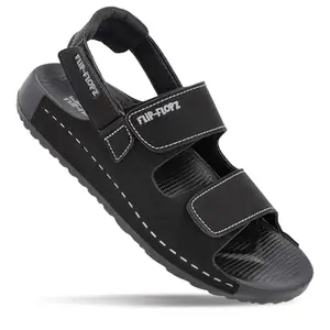 WALKAROO Men's Fashion Sandal with Cushion Sole, Dual Velcro Straps - WE8817 Black Black