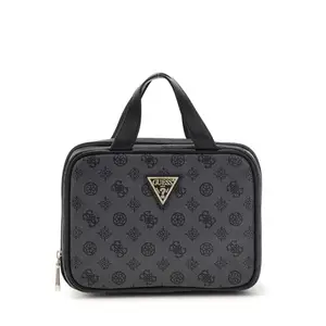 Guess Charcoal Monogram Polyurethane Wilder Small Toiletry