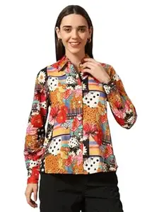 Ravaiyaa - Attitude is everything Ravaiyaa Women Printed Regular Fit Full Long Sleeves Spread Collar Neck Cotton Shirt
