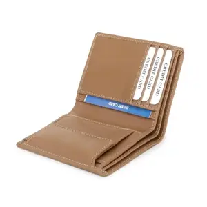 Dezire Crafts Men's Compact PU Leather Wallet | Unique Design with 3 Card Slots, 2 Currency Compartments & 1 Coin Pocket (Beige)