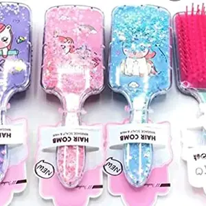 Generic Generic Cute Unicorn Theme Anti-static Hair Brush Massage Comb Shower Hair Brush Styling Tools for Girls Birthday Gift (Pack of 2)(Assorted print and color as per availability)