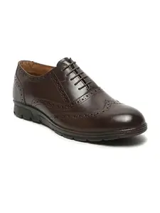 TEAKWOOD LEATHERS Men Brown Leather Lace-Up Brogue Derby Shoes Polished Finish and Classic Brogue Detailing | Premium Office & Occasion Wear |T_SH_JK_SK03_BR43