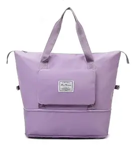 STARZONE Travel Duffel Bag, Luggage Bag Cloth Bag Foldable Travel Bag for Women Expandable Travel Duffel Bag, Collapsible Waterproof Large Capacity Travel Handbag, Overnight Bag (Purple)