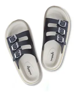 Longwalk Premium Women’s Sandals, Stylish Fashion Slipper with Buckle Strap, Casual Black