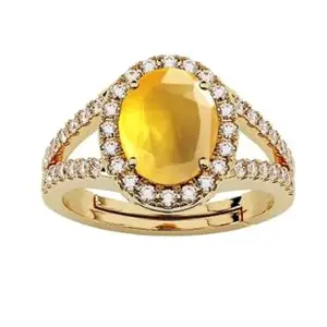 NAMDEV GEMS 10.25 Ratti 9.50 Carat Yellow Sapphire Gemstone Silver Panchdhatu Ring For Men And Women's