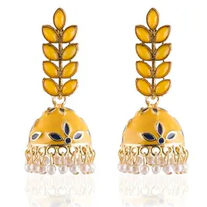 Creative Frogs Yellow Jhumka Earring for Women and Girls Alloy Plug Earring
