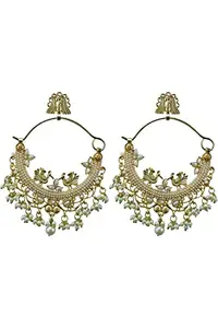 KRELIN Gold Planted Handcrafted Chaandbali Earrings | Ethnic Earrings | Traditional Earrings | Golden Tradition Chandbali Earrings