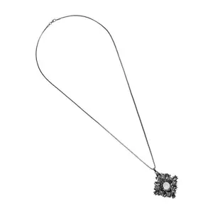 SOHI Women's Charcoal Black Enchanted Eden Pendant Necklace For Casual Wear | One-Size | Alloy Material |Lobster Clasp Closure | Artificial Stone Necklace Crafted For Woman & Girls