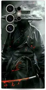 Dark Samurai Warrior Design Galxy S24 Ultra Phone Back Skin, Decorative Protective Cover