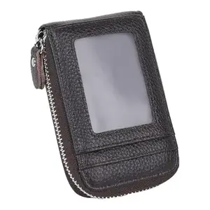 Stealodeal RFID Protected Leather Zipper Credit/Debit/ATM Men Women Card Holder (Coffee)