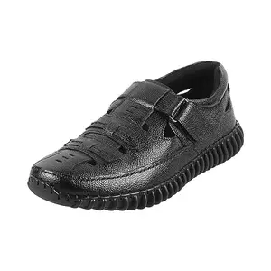 Mochi Men Black Fisherman Leather Sandal UK/10 EU/44 (18-232)