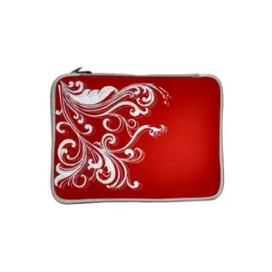 WOLFSTONE Stylish Red with White Floral Print, 14 inch Laptop Sleeve | Waterproof Zippered Bag Especially for Office or Travel
