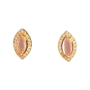 Women's Brass Stylish Latest Eye Stone Design Earrings (Peach)