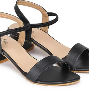 Picktoes PT-GD602 Women's Black Synthetic Leather Casual Heel Sandal