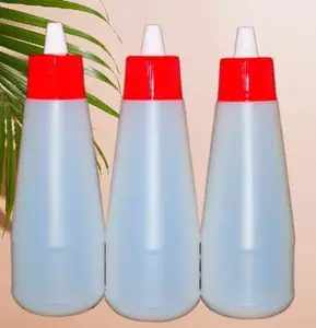 Attachh Reusable Squeezy Sauce Bottle, Food Grade Ketchup Bottle, Freezer Safe (400 ML, White color, Pack of 3)