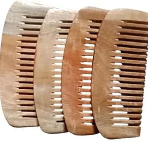 Maa Manasha Mame Round Shampoo comb(Pack of 4) |Neem Wooden Comb | Hair Growth, Hairfall, Dandruff Control | Hair Straightening, Frizz Control | Comb for Men, Women