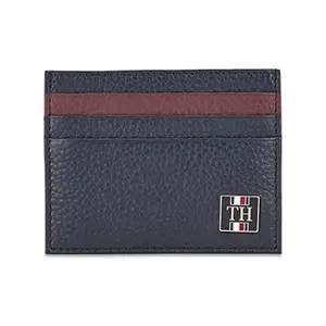 Tommy Hilfiger Navy & Burgundy Leather Men's Card Holder (8903496160093)
