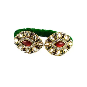 Vidhya Kangan Green Stone Acrylic-Brass Bangle Size (Free) sku-ban1267