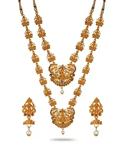 YouBella Jewellery Set for women traditional Temple Necklace Combo Jewellery set with Earrings For Girls/Women