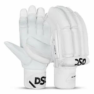 DSC Pro X Cricket Batting Gloves | Material: Polyurethane | Lightweight & Multi-Flex Design | Enhanced Durability | Airflow Gusset | Superior Grip & Comfort | Color: White | Size: Mens LH