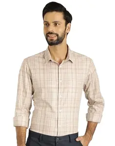Indian Terrain Men Checked Beige Shirt
