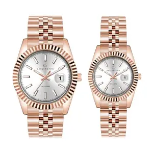 Carlington Stainles Steel Analog Watches for Couple - CT 8811 Men + 8811 Women