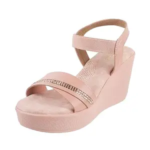 Metro Women Peach Synthetic Leather Wedge Heel Sandal UK/6 EU/39 (34-98)