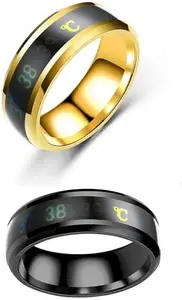 Men Smart Temperature Combo Ring Black & Gold (IR866) B_mbo Ring Black & Gold (Size 20) M1_IR866