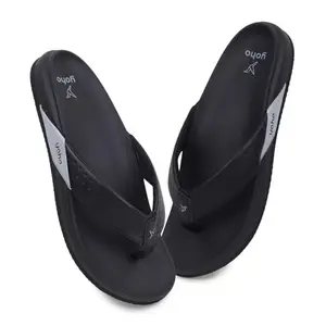 YOHO Snugly 003 slippers for men | All-Day Cushioning | Durable PU Upper | Grippy EVA Rubber Sole | Lightweight Feel | Classic Black - UK 10