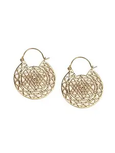 Contemporary Mandala Style Hoop Earrings - Gold-Plated Brass Stylish Earrings for Women Western Jewellery by Studio One Love