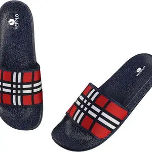 Men's Navy/Red Comfortable Flexible Super Soft Strap Slides Flip-Flop Slippers 10 UK