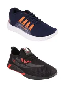 FOOT STAIR Men's Sports Walking PVC Sole Multicolor Combo Orange+Fit-02 Black Size 7
