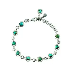 FOURSEVEN 925 Sterling Silver Turquoise Silver Charmholder Bracelet for Women & Girls (7.85 inch) (Best Gift for girlfriend/Wife)