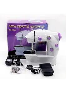 MALIRAJ Mini Sewing Machine with Table Set | Tailoring Machine | Hand Sewing Machine with extension table, foot pedal, adapter, White