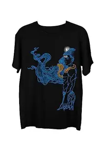 Wear Your Opinion Men's S to 5XL Premium Combed Cotton Printed Half Sleeve T-Shirt (Design : Shiva Smoke Effect,Black,XXX-Large)